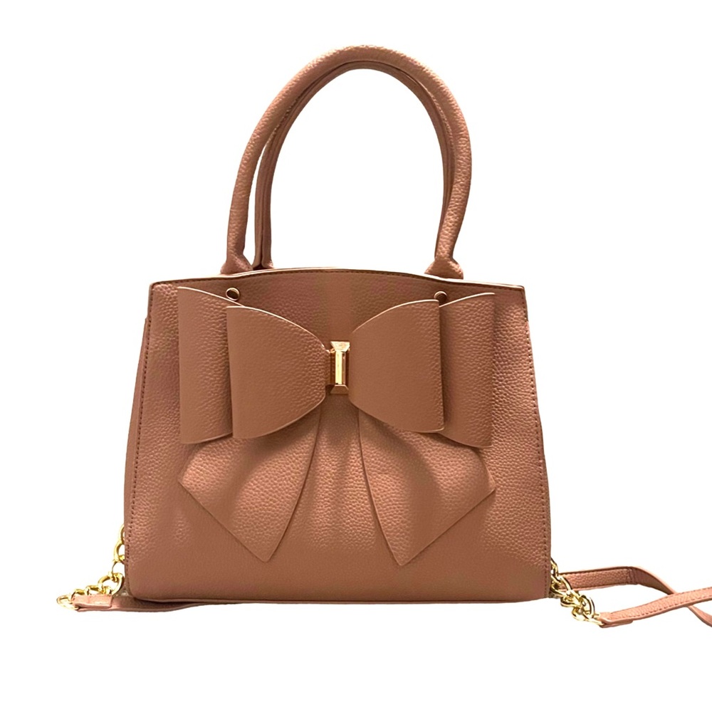 Like Dreams Rosy Tan Bow Handbag/Crossbody Bag